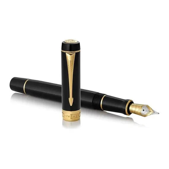 PARKER Duofold Medium Fountain Pen Classic Black Gold Trim