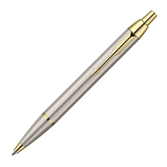 PARKER IM Ballpoint Pen Brushed Metal with Gold Trim