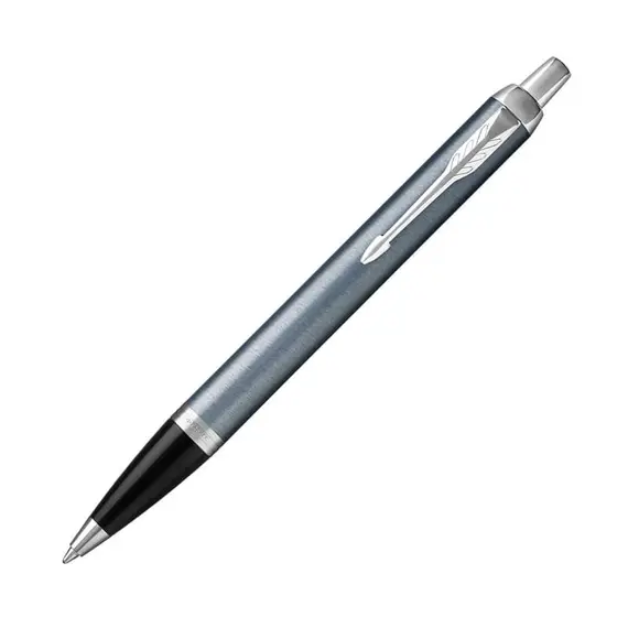 PARKER IM Medium Ballpoint Pen Blue Grey Chrome Trim Blue Ink
