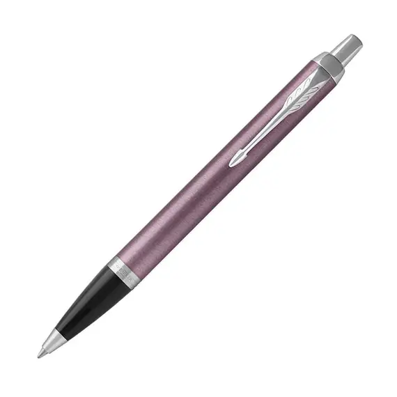 PARKER IM Medium Ballpoint Pen Light Purple Chrome Trim Blue Ink
