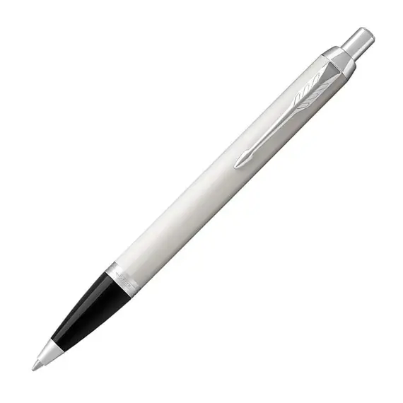 PARKER IM Medium Ballpoint Pen White Chrome Trim Blue Ink