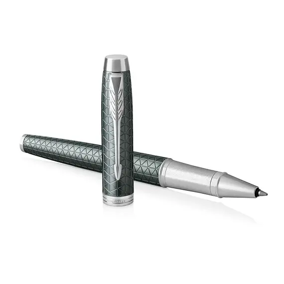 PARKER IM Premium Fine Rollerball Pen Dark Green Chrome Trim Black Ink