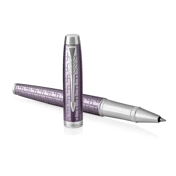 PARKER IM Premium Fine Rollerball Pen Dark Violet Chrome Trim Black Ink