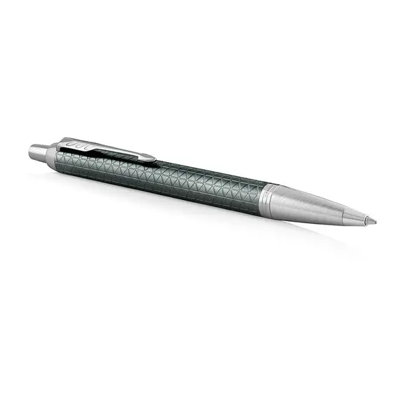 PARKER IM Premium Medium Ballpoint Pen Dark Green Chrome Trim Blue Ink