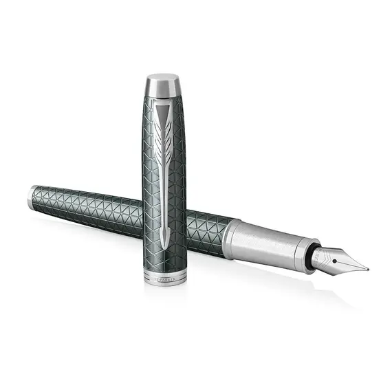 PARKER IM Premium Medium Fountain Pen Dark Green Chrome Trim
