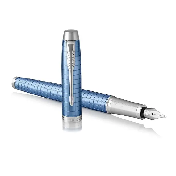 PARKER IM Premium Medium Fountain Pen Pale Blue Chrome Trim
