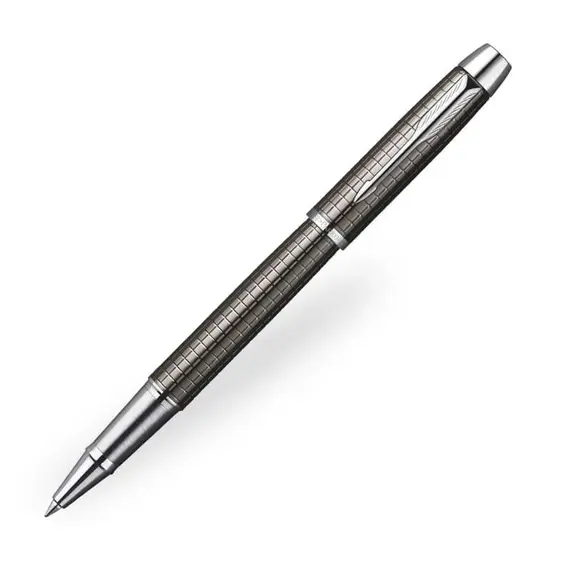 PARKER IM Premium Rollerball Pen Gun Metal Chiselled Chrome Trim