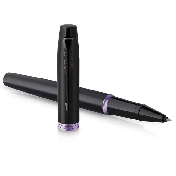 PARKER IM Rollerball Pen Black with Vibrant Amethyst Purple Ring Black Trim