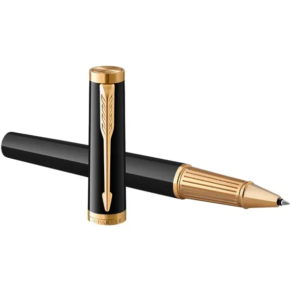 PARKER Ingenuity Fine Rollerball Pen Black Gold Trim Black Ink