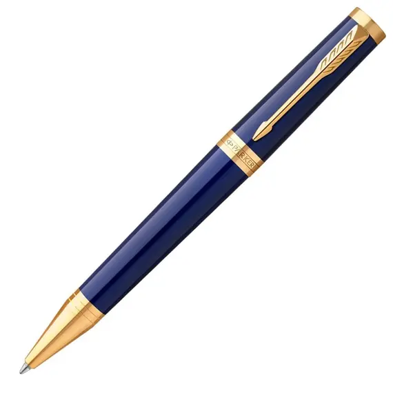 PARKER Ingenuity Medium Ballpoint Pen Dark Blue Gold Trim Black Ink