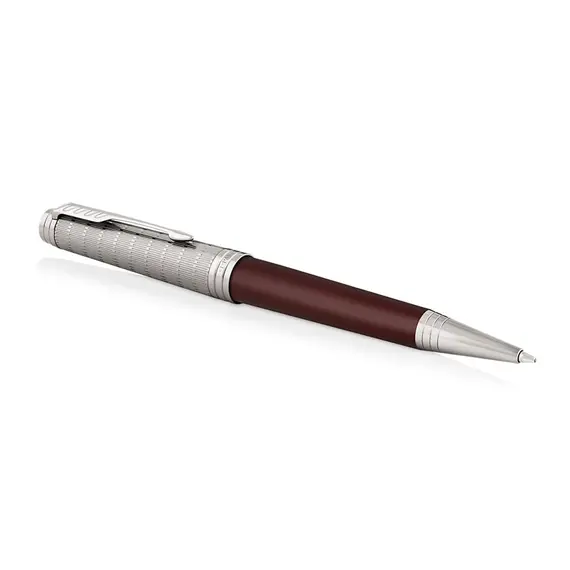 PARKER Premier Medium Ballpoint Pen Custom Crimson Red Silver Trim Black Ink