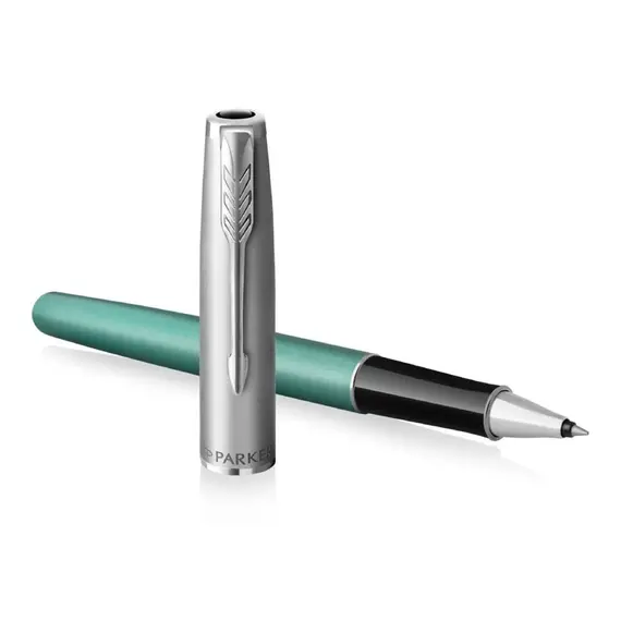 PARKER Sonnet Essential Fine Rollerball Pen Metal and Green Lacquer Palladium Trim Black Ink