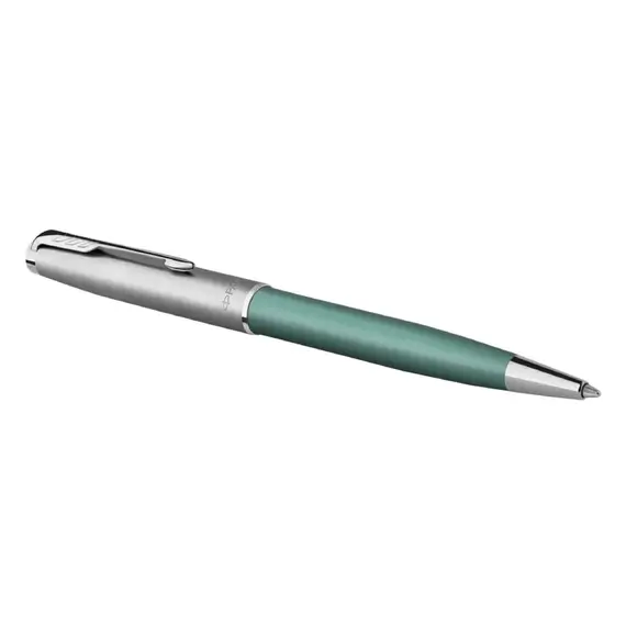 PARKER Sonnet Essential Medium Ballpoint Pen Metal and Green Lacquer Palladium Trim Black Ink