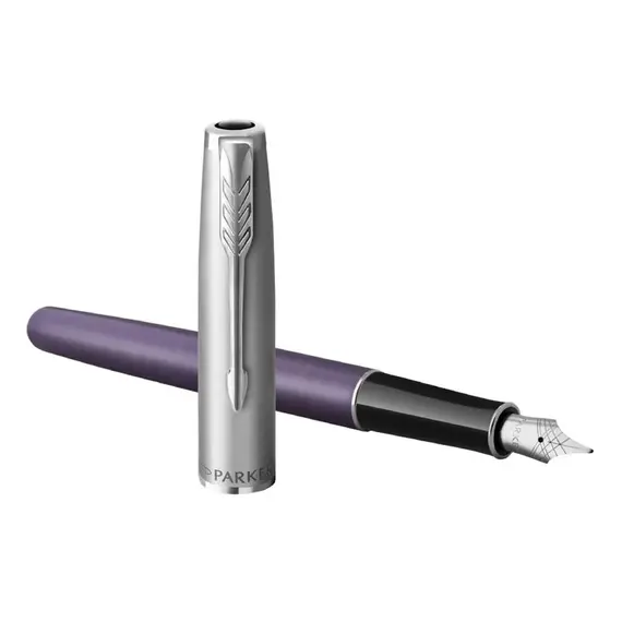 PARKER Sonnet Essential Medium Fountain Pen Metal and Violet Lacquer Palladium Trim