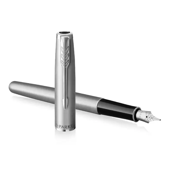 PARKER Sonnet Essential Medium Fountain Pen Sandblasted Stainless Steel Chrome Trim