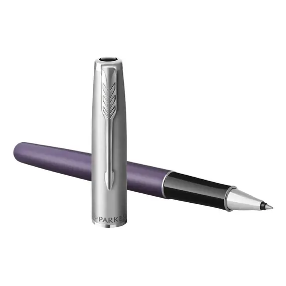 PARKER Sonnet Essential Fine Rollerball Pen Metal and Violet Lacquer Palladium Trim Black Ink