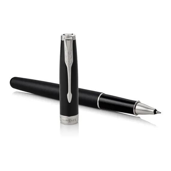 PARKER Sonnet Fine Rollerball Pen Matte Black Chrome Trim Black Ink