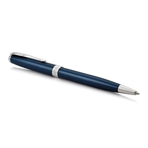 PARKER Sonnet Medium Ballpoint Pen Blue Lacquer Palladium Trim Black Ink