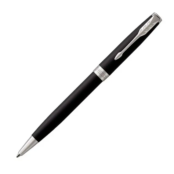 PARKER Sonnet Medium Ballpoint Pen Matte Black Chrome Trim Black Ink