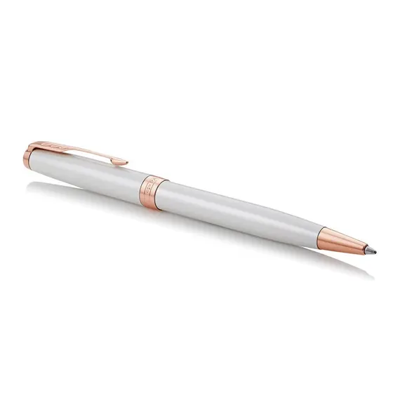 PARKER Sonnet Medium Ballpoint Pen Pearl Lacquer Rose Gold Trim Black Ink