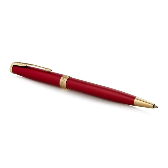 PARKER Sonnet Medium Ballpoint Pen Red Lacquer Gold Trim Black Ink