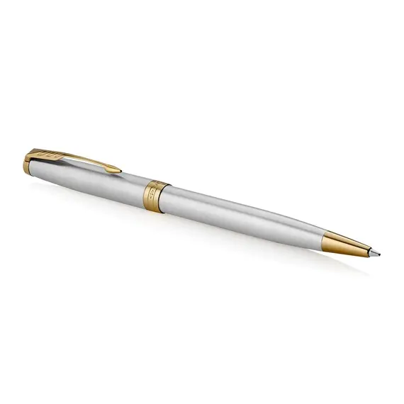 PARKER Sonnet Medium Ballpoint Pen Stainless Steel Gold Trim Black Ink