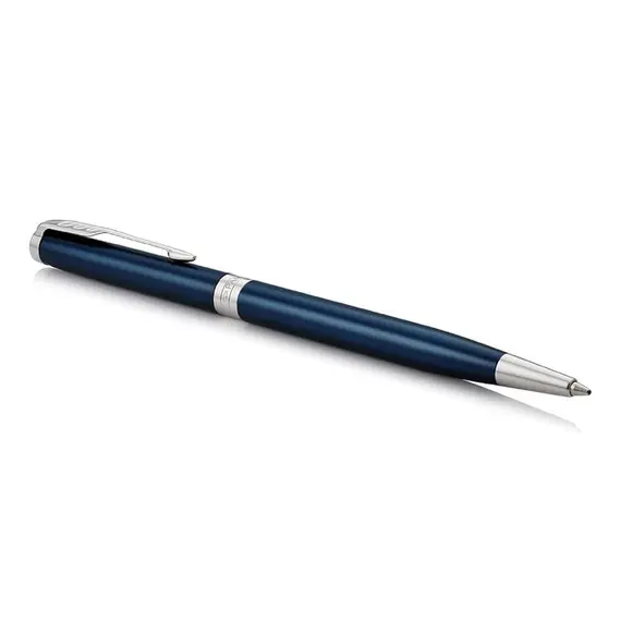 PARKER Sonnet Slim Medium Ballpoint Pen Blue Lacquer Palladium Trim Black Ink