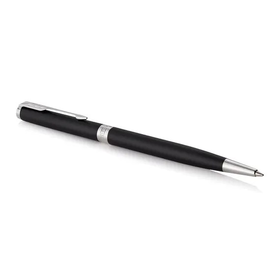 PARKER Sonnet Slim Medium Ballpoint Pen Matte Black Chrome Trim Black Ink
