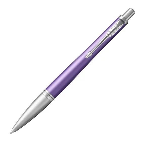 PARKER Urban Premium Medium Ballpoint Pen Violet Chrome Trim Blue Ink