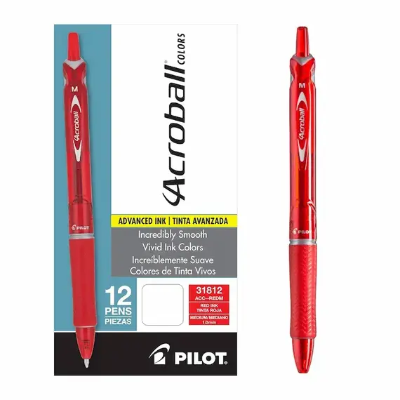 PILOT Acroball Pen 1mm Red (12 pcs/box)