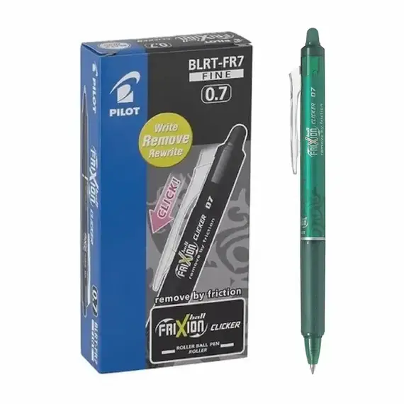 PILOT Frixion Clicker Pen Erasable 0.7mm Green (12 pcs/box)