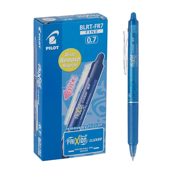 PILOT Frixion Clicker Pen Erasable 0.7mm Light Blue (12 pcs/box)