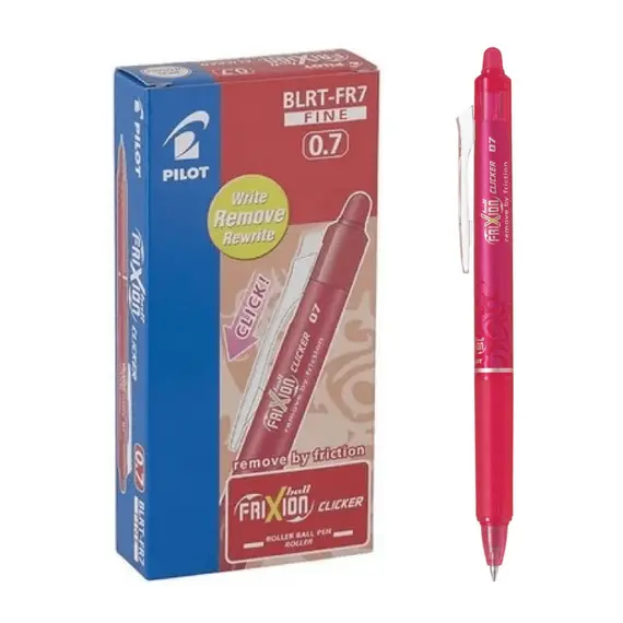 PILOT Frixion Clicker Pen Erasable 0.7mm Pink (12 pcs/box)