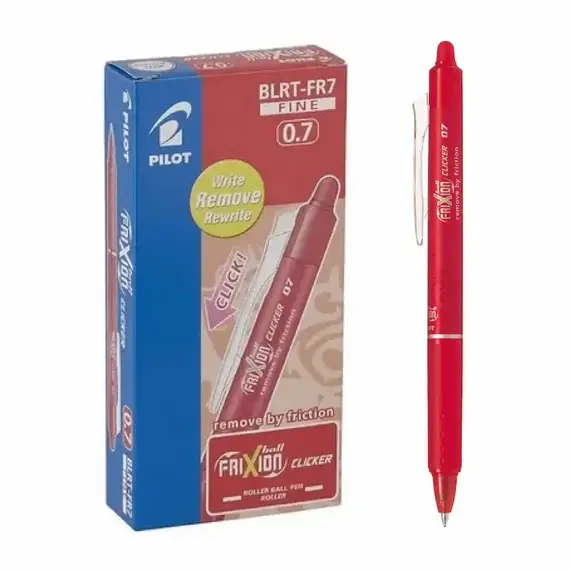 PILOT Frixion Clicker Pen Erasable 0.7mm RED  (12 pcs/box)