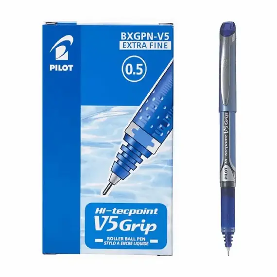 PILOT HI-TECPOINT Grip V5 Pen 0.5mm Blue (12 pcs/box)