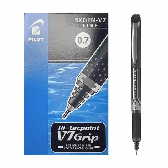 PILOT HI-TECPOINT Grip V7 Pen 0.7mm Black (12 pcs/box)