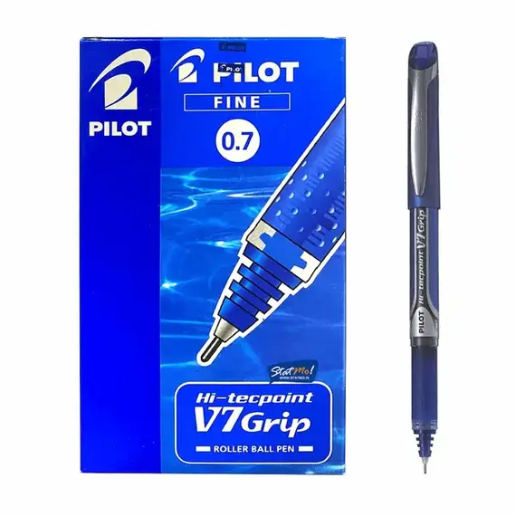 PILOT HI-TECPOINT Grip V7 Pen 0.7mm Blue (12 pcs/box)