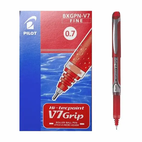 PILOT HI-TECPOINT Grip V7 Pen 0.7mm Red (12 pcs/box)
