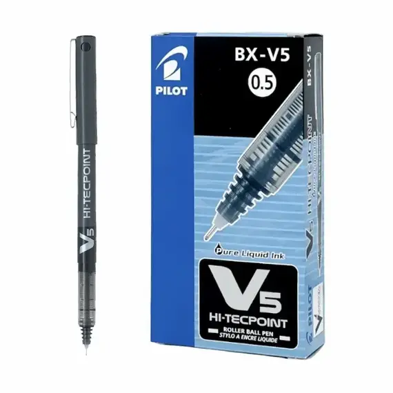 PILOT HI-TECPOINT V5 Pen 0.5mm Black (12 pcs/box)