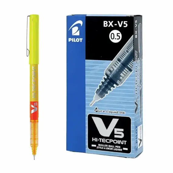 PILOT HI-TECPOINT V5 Pen 0.5mm Yellow (12 pcs/box)
