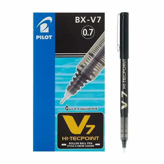 PILOT HI-TECPOINT V7 Pen 0.7mm Black (12 pcs/box)