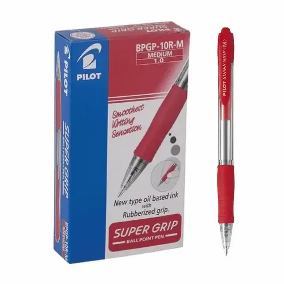 PILOT Super Grip B.Point Pen 1mm Red (12 pcs/box)
