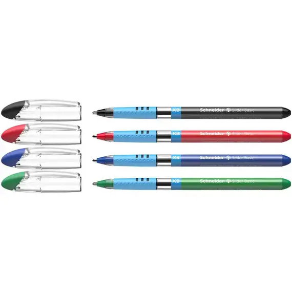 شنايدر سلايدر بيسك قلم بولبوينت سن عريض أربعة الوان (10 حبة/علبة)