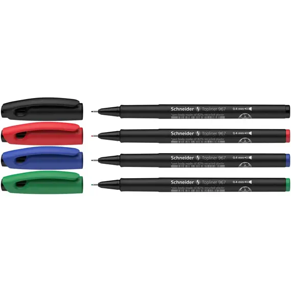 شنايدر توب لاينر 967  قلم فاينلاينر 0.4mm أربعه ألوان (10 حبة/علبة)