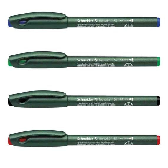 SCHNEIDER Topwriter 157 Fibre Pen 0.8mm  4 Colors (10 pcs/box)