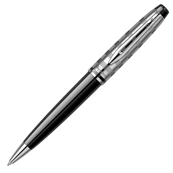 WATERMAN Expert Deluxe Ballpoint Pen Black Chrome Trim