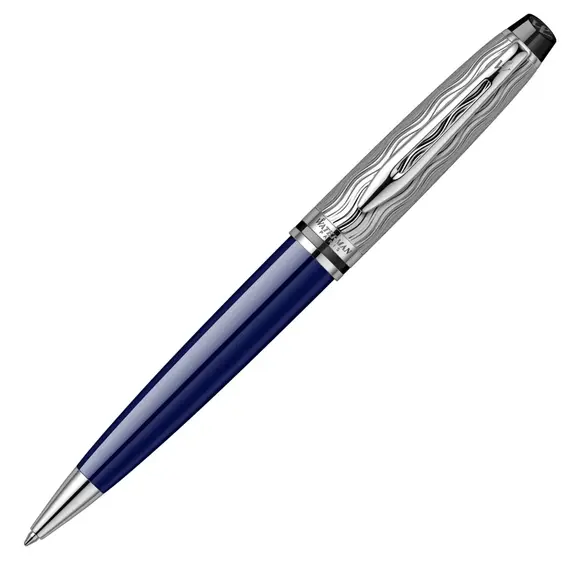 WATERMAN Expert Deluxe Special Edition Ballpoint Pen Blue Chrome Trim