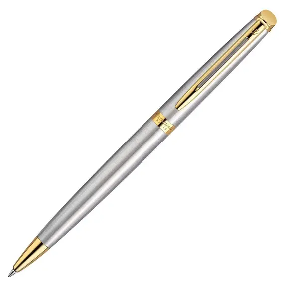 WATERMAN Hemisphere Ballpoint Pen Stainless Steel Gold Trim