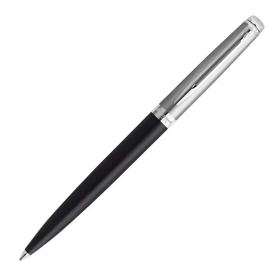 WATERMAN Hemisphere Essential Ballpoint Pen Matte Stainless Steel and Black Barrel Chrome Trim