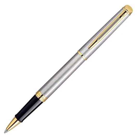 WATERMAN Hemisphere Rollerball Pen Stainless Steel Gold Trim